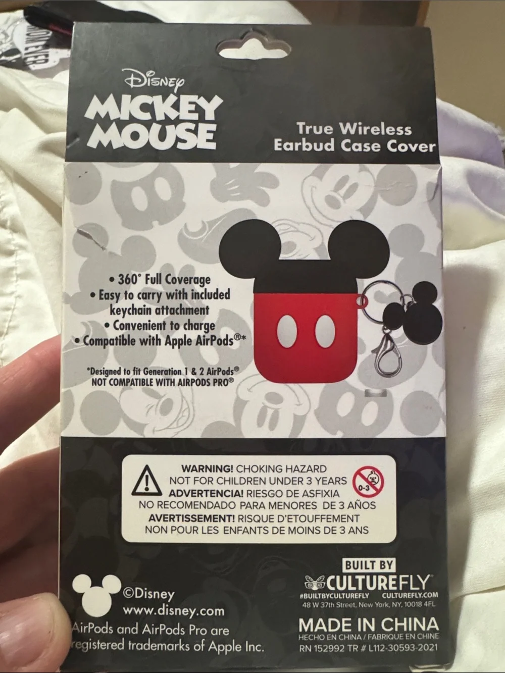 Disney Mickey Mouse Earbud Case Cover - Red, Black, White